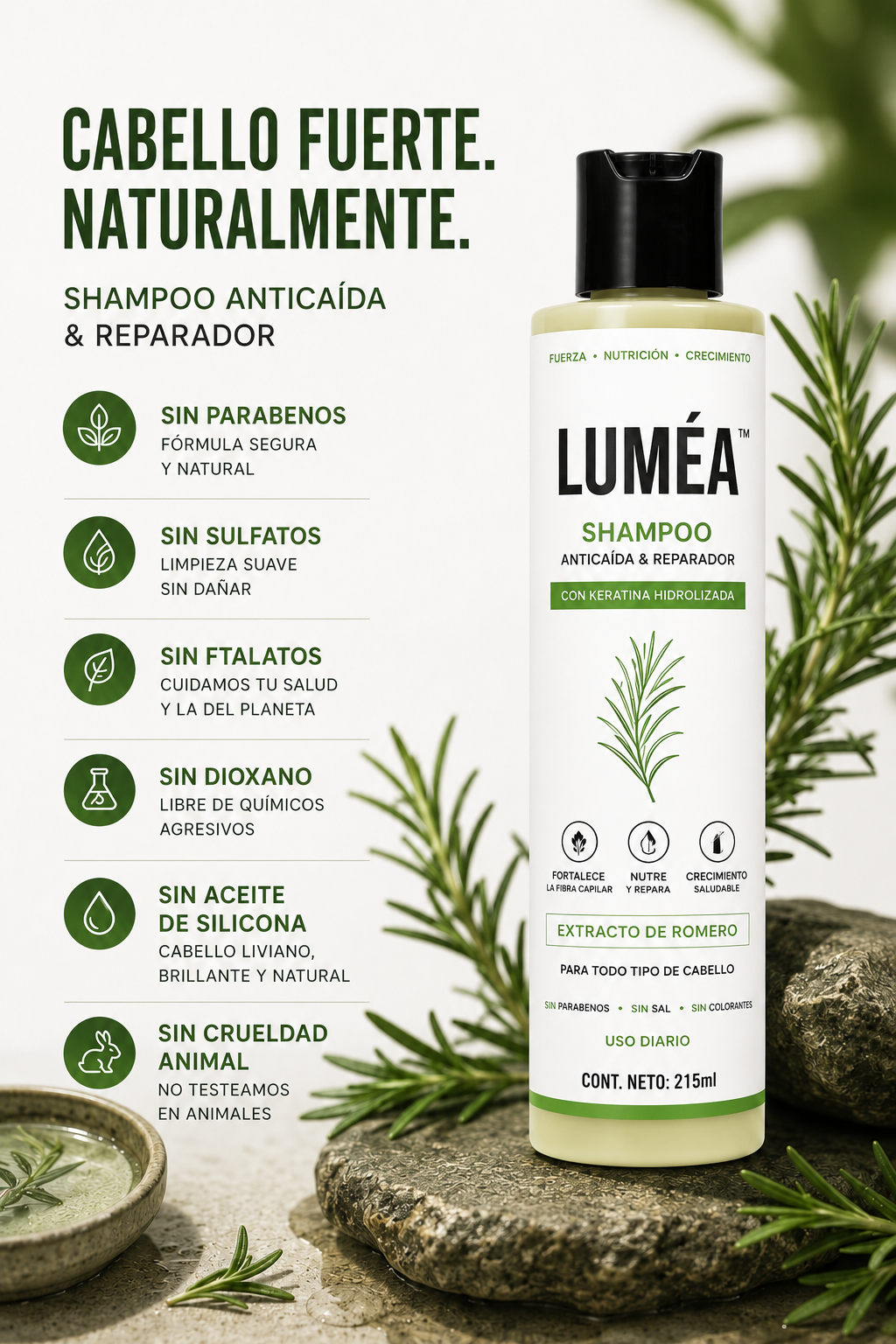 Rosemary Anti-Hair Loss Shampoo - Strengthens and Stimulates Growth