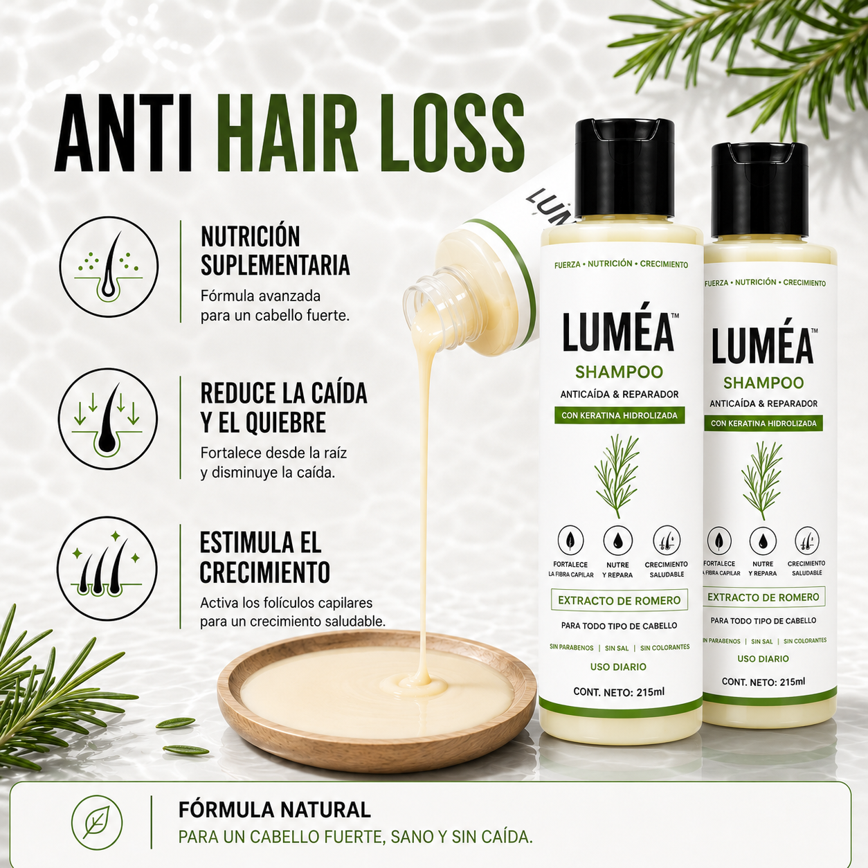Rosemary Anti-Hair Loss Shampoo - Strengthens and Stimulates Growth